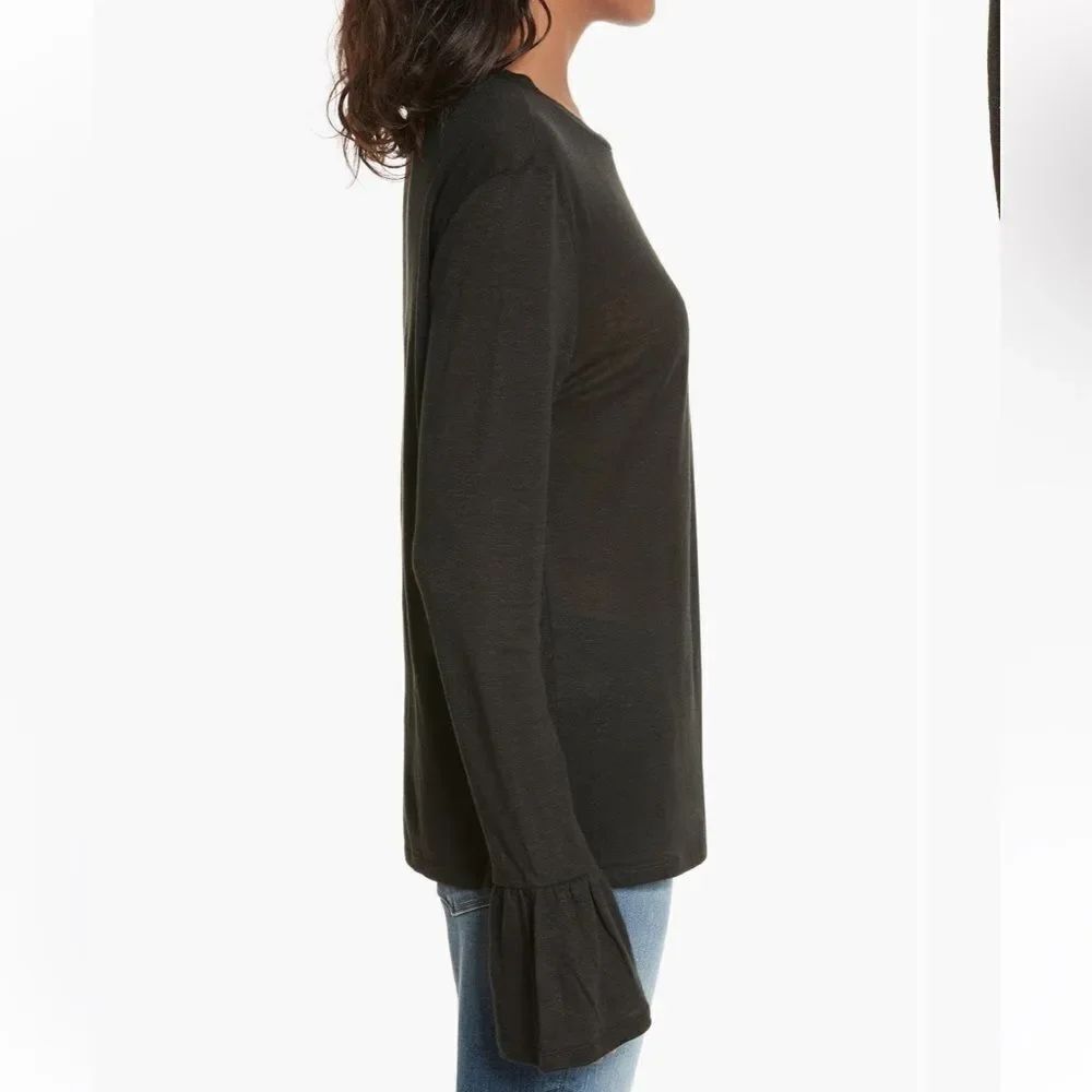 FRAME Ruffle Cuff Linen Top - Picture 3 of 8